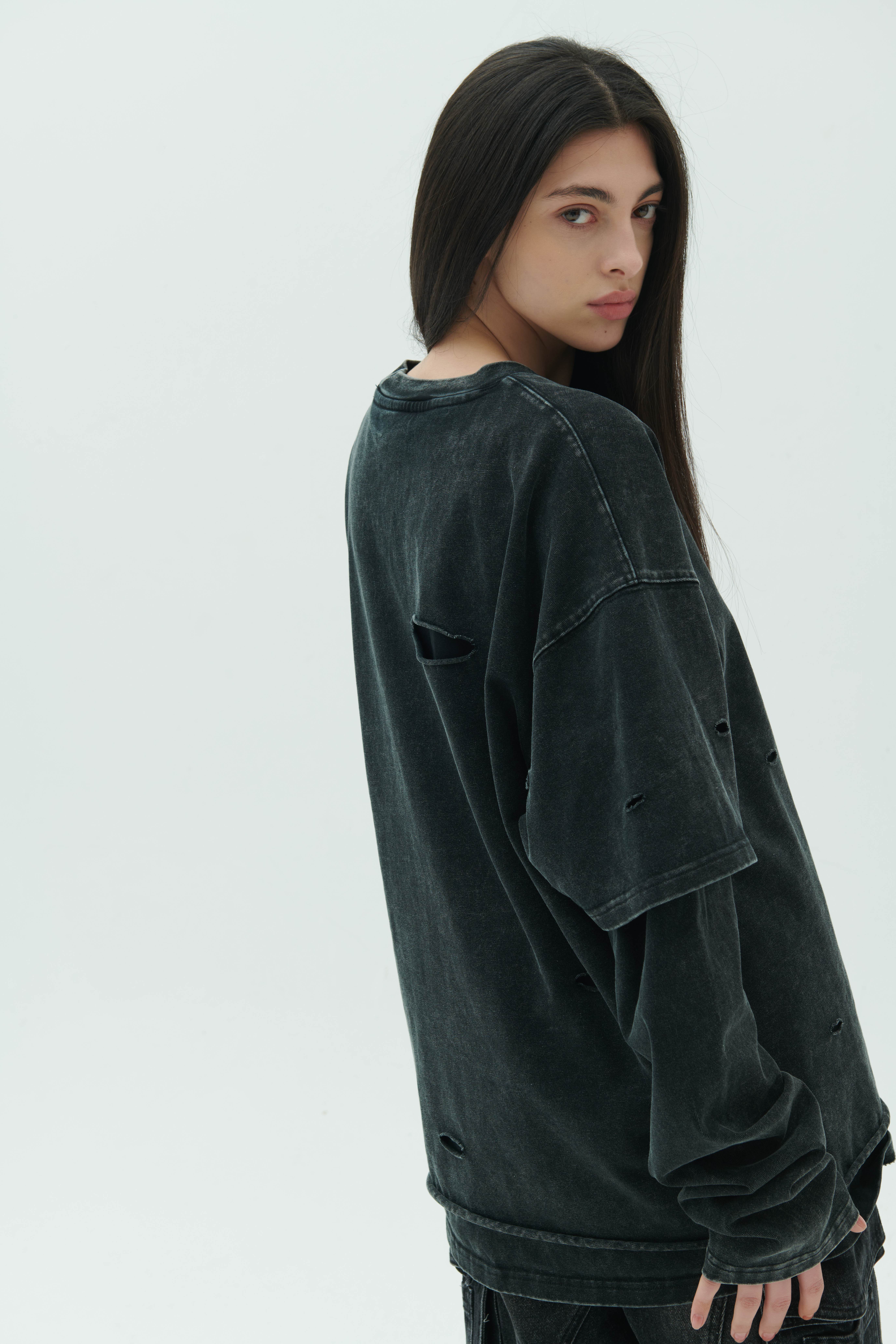 Destroyed Two-Piece Long Sleeve T-Shirt