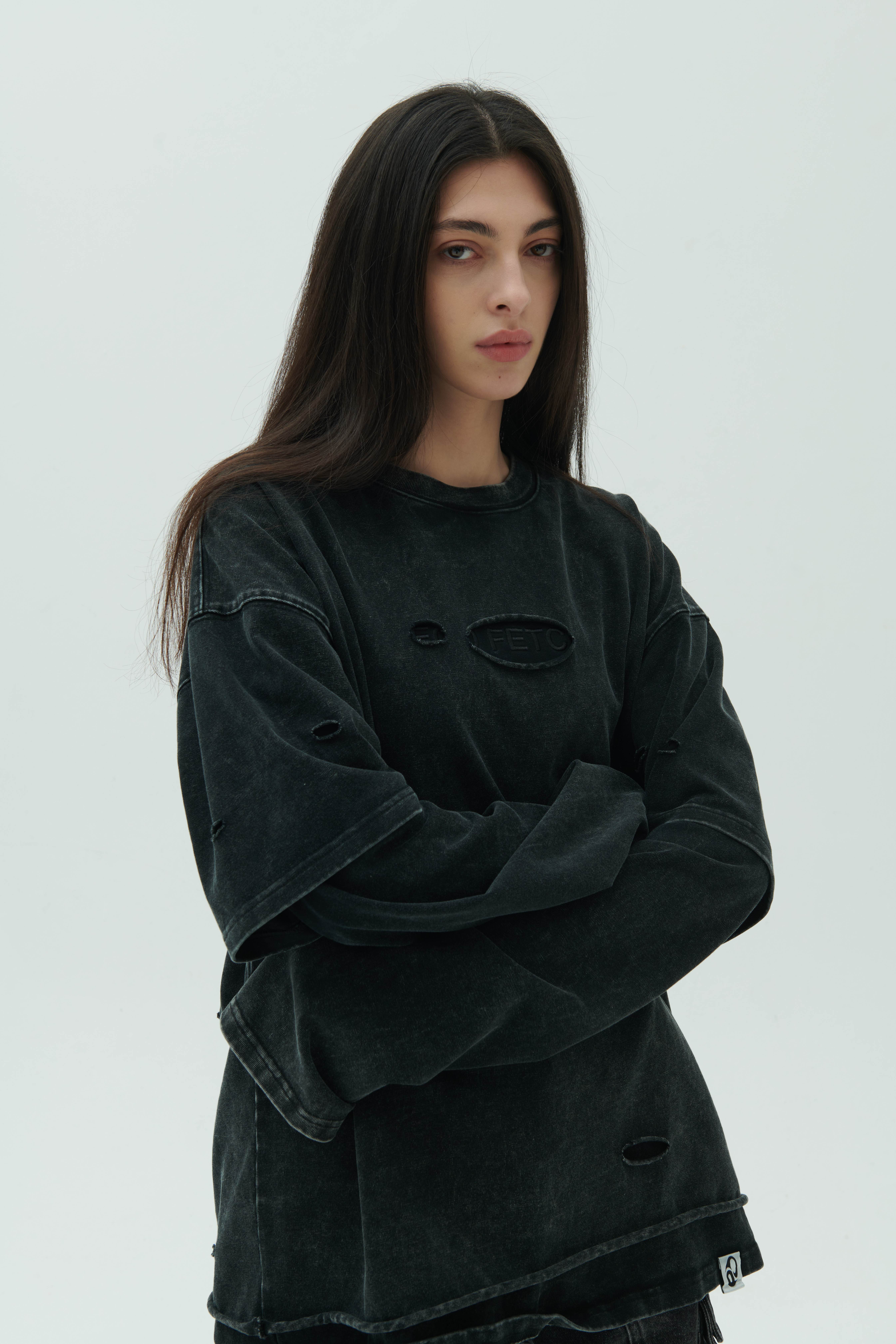 Destroyed Two-Piece Long Sleeve T-Shirt