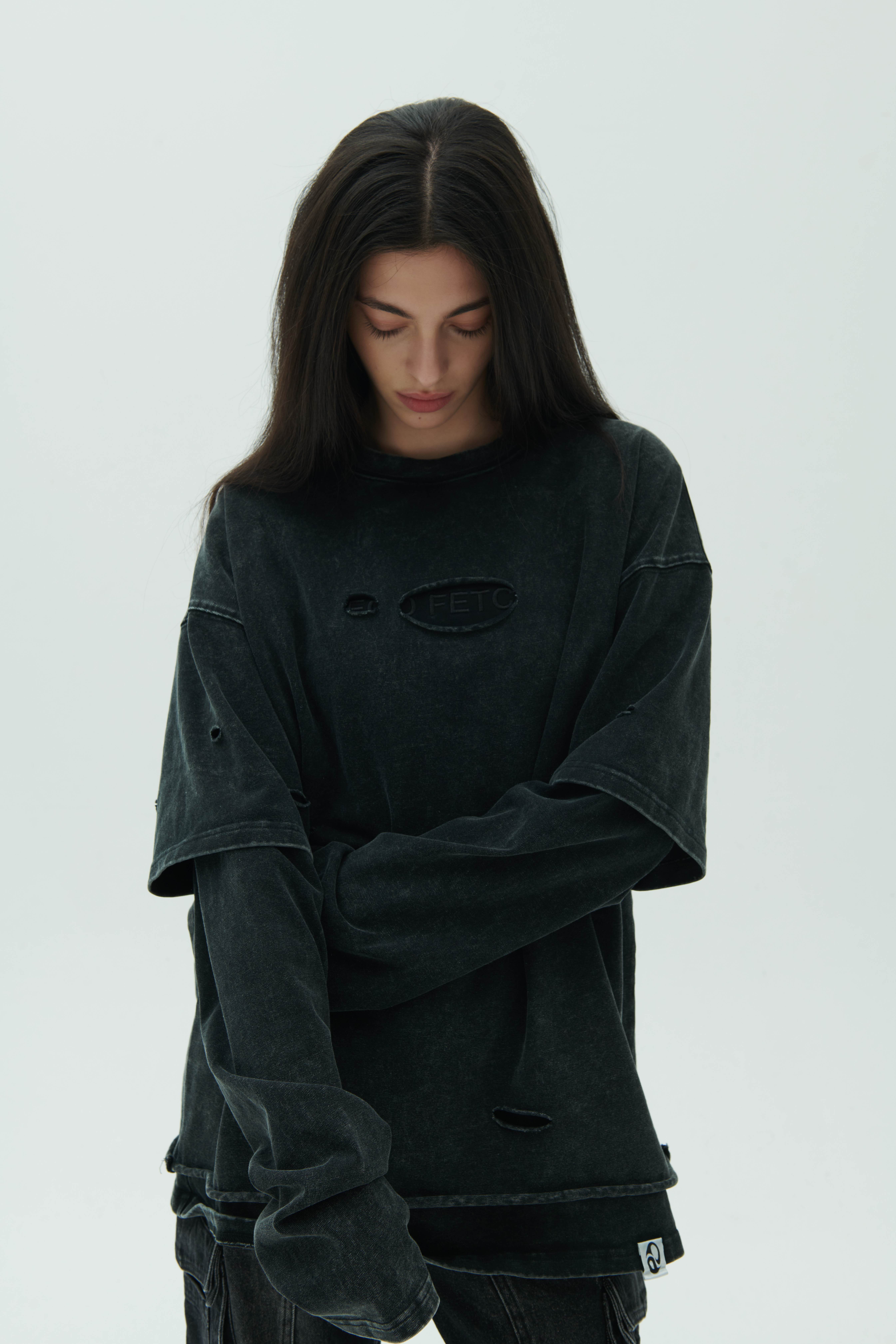 Destroyed Two-Piece Long Sleeve T-Shirt