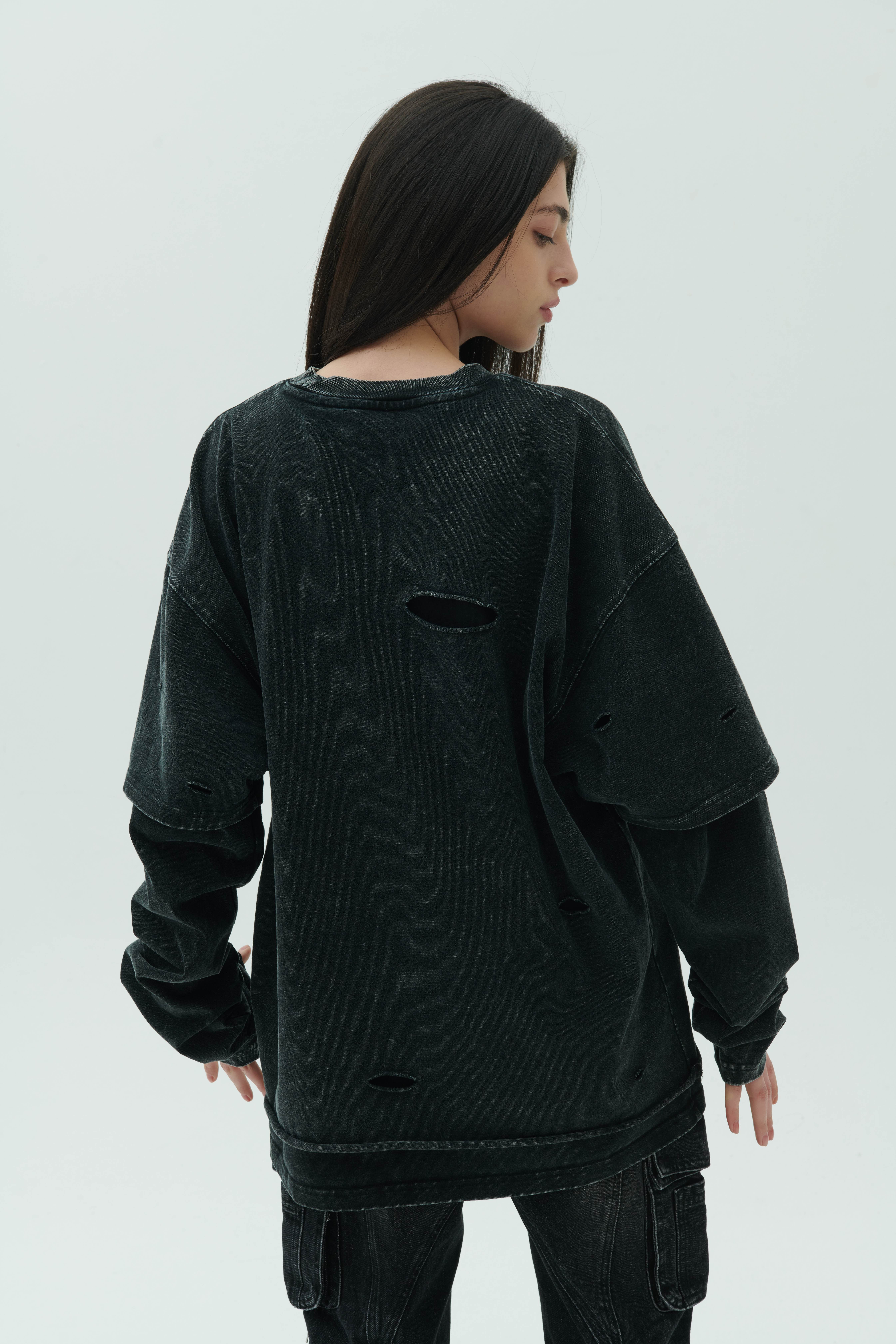 Destroyed Two-Piece Long Sleeve T-Shirt